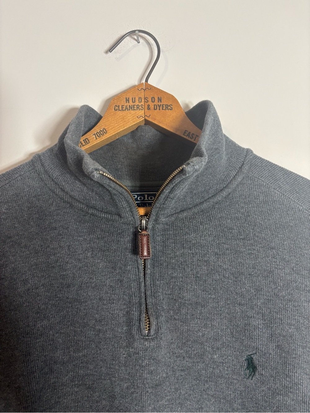 Polo Ralph Lauren 1/4 Zip Sweater Pullover Grey Large Cotton